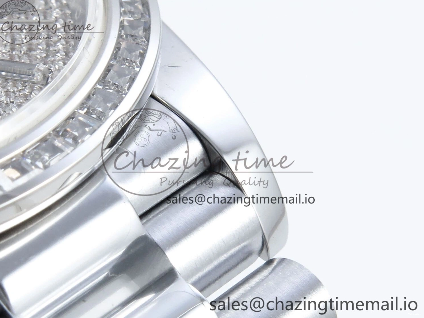 SS DayDate 1:1 Best Bezel QF A2836 40 Diamonds on Weight) Bracelet V5 (Gain Blue President Dial Diamonds Edition 0504